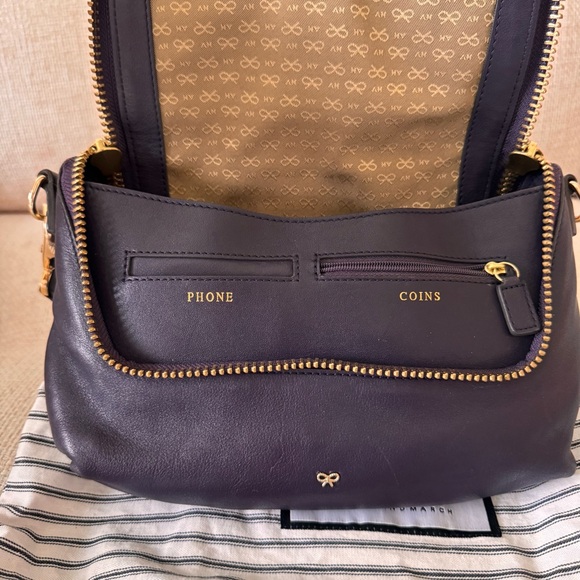 Anya Hindmarch Maxi Zip Aubergine Leather Crossbody Bag + Dust Bag - Picture 10 of 13